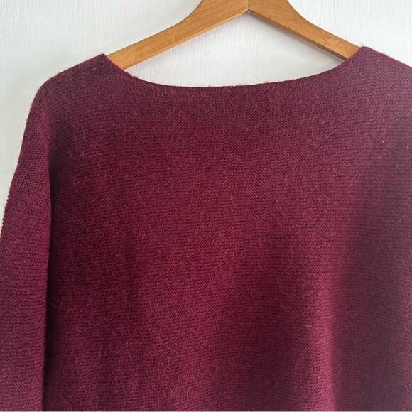 Peruvian Connection Maroon Scoop Neck Cropped Long sleeve Alpaca Sweater Small - Picture 10 of 12